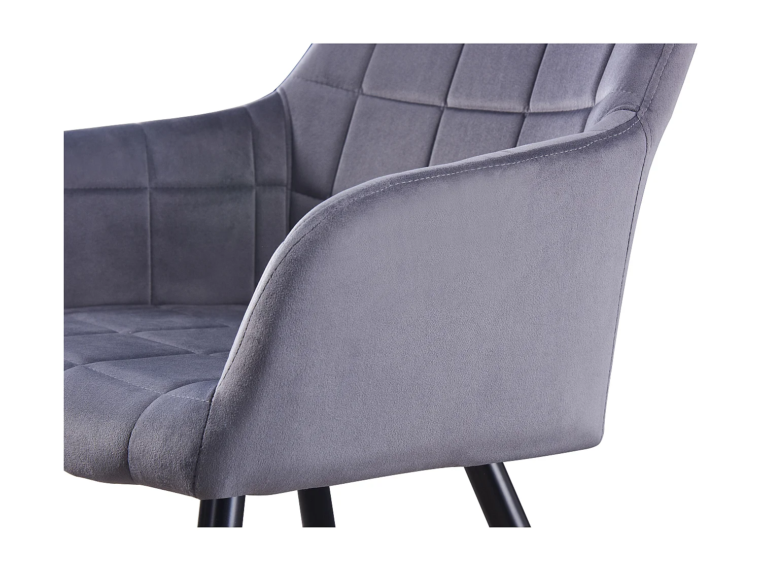 Ensemble de 2 chaises de salle à manger Camden - Tapissées de velours avec pieds en métal - Gris foncé