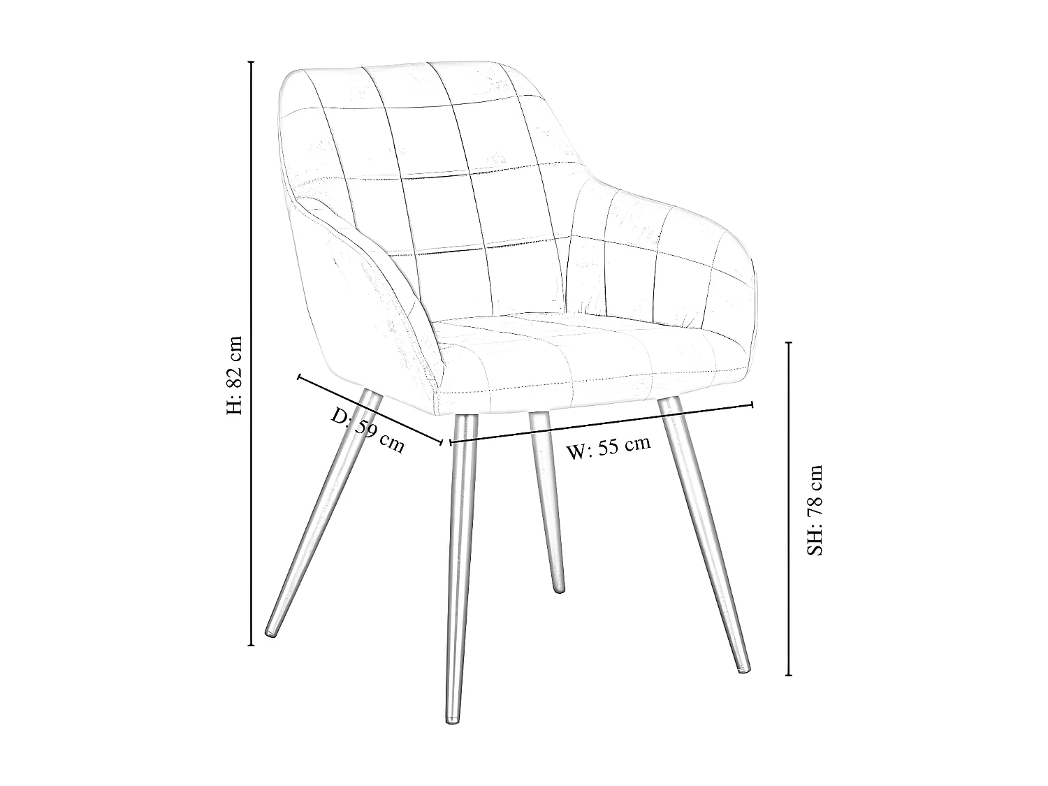 Ensemble de 2 chaises de salle à manger Camden - Tapissées de velours avec pieds en métal - Gris foncé