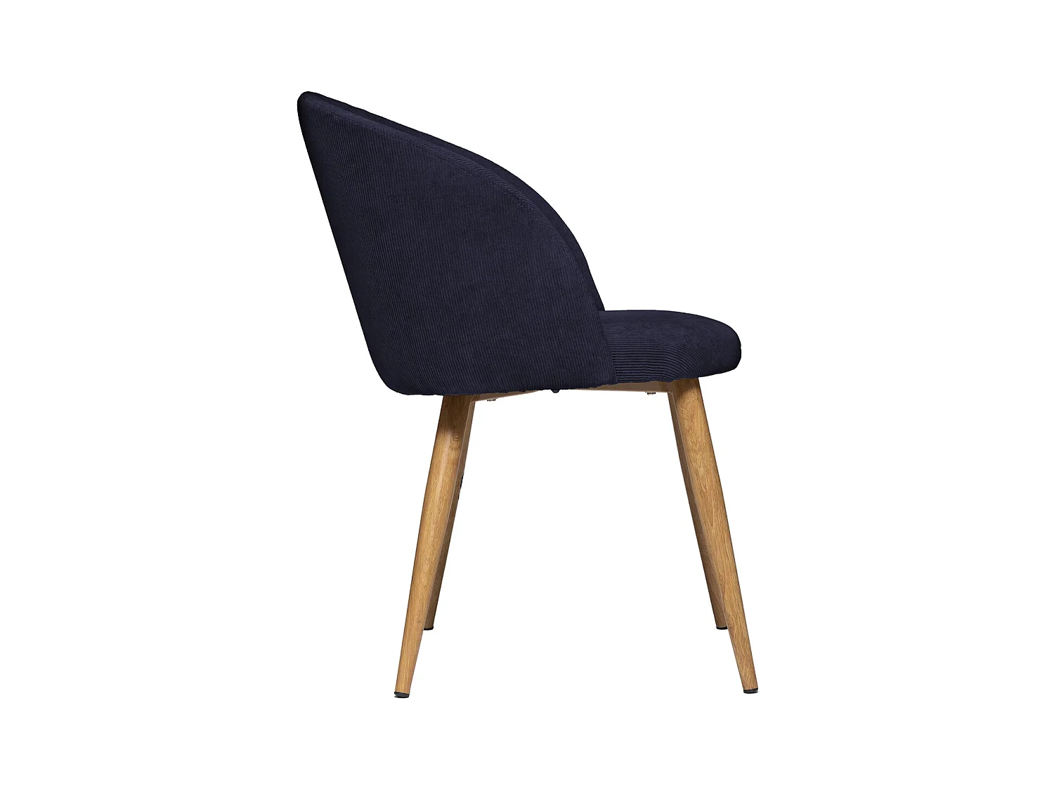 Chaise Fauteuil de table en Velours côtelé Bleu encre et pieds en métal