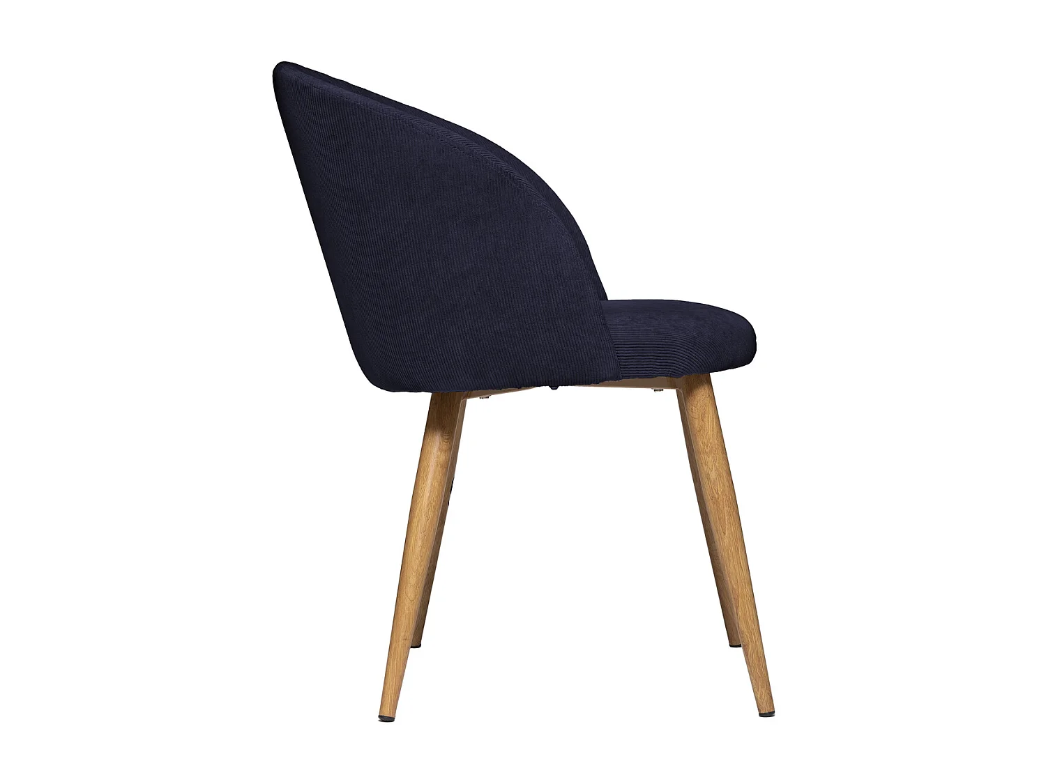 Chaise Fauteuil de table en Velours côtelé Bleu encre et pieds en métal