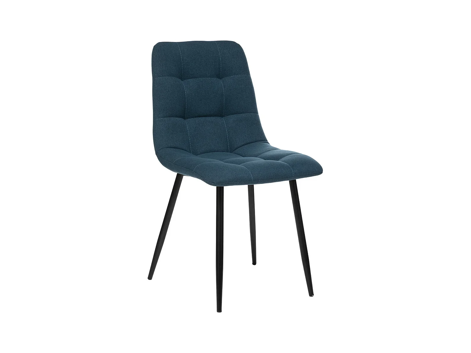Chaise de table assise en tissu Bleu Canard et pieds en métal Noir