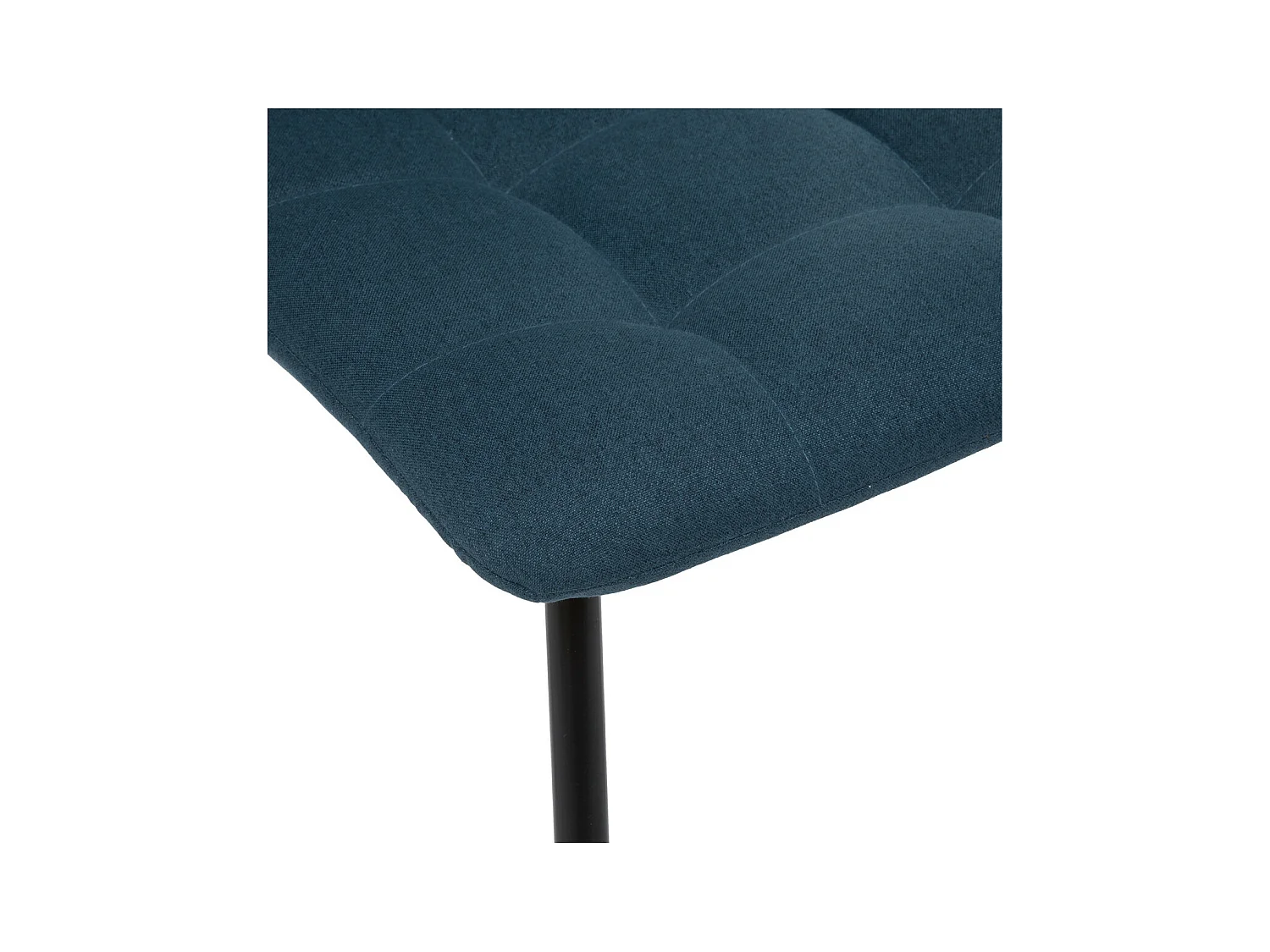 Chaise de table assise en tissu Bleu Canard et pieds en métal Noir