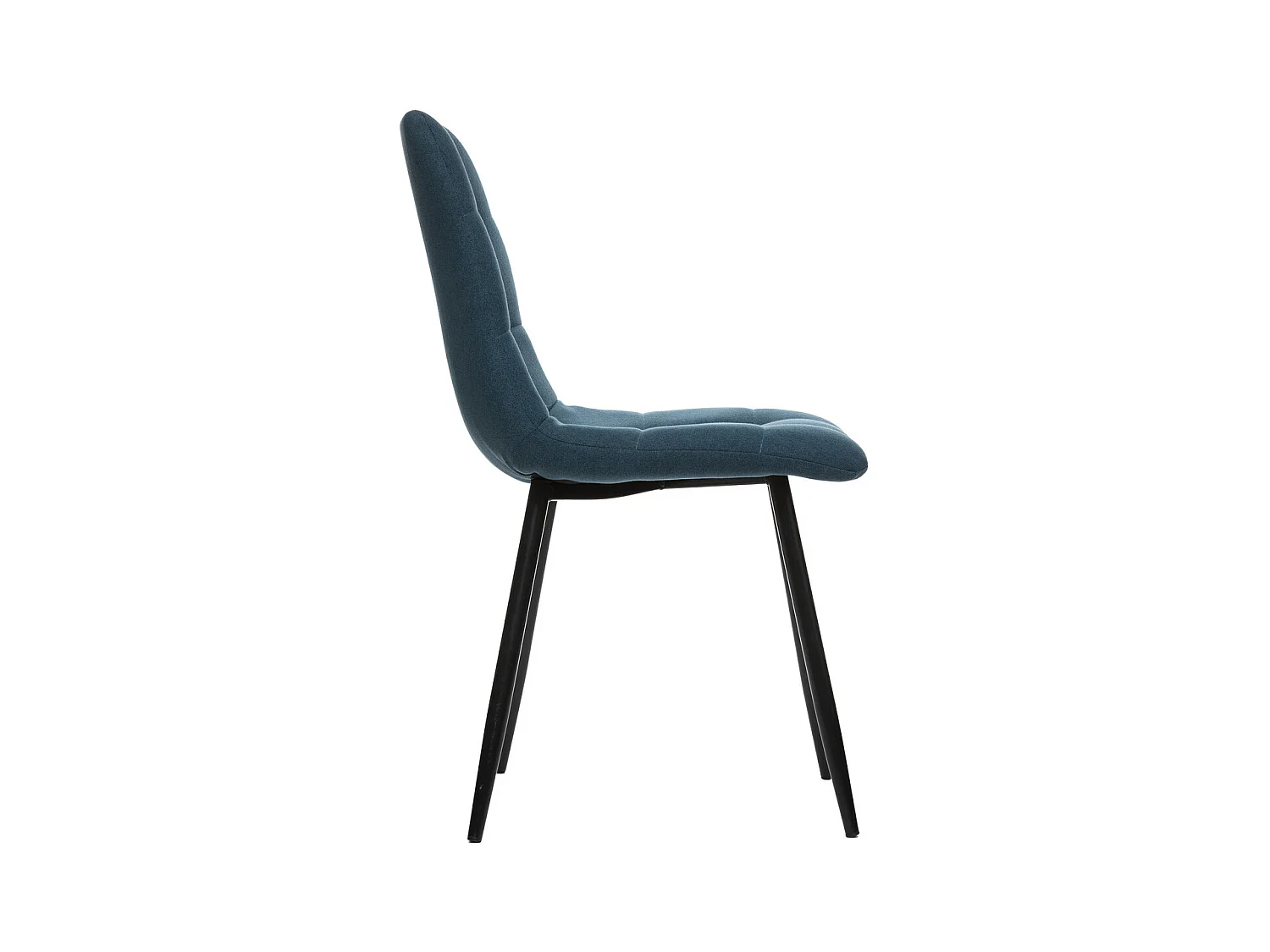 Chaise de table assise en tissu Bleu Canard et pieds en métal Noir