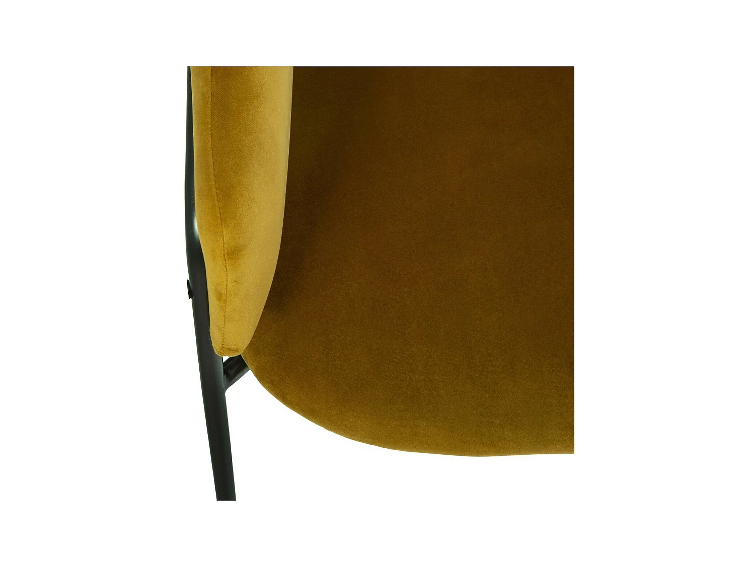 Chaise Fauteuil de table en Velours Moutarde et pieds en métal noir