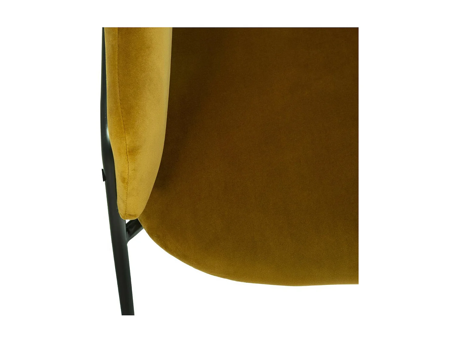 Chaise Fauteuil de table en Velours Moutarde et pieds en métal noir