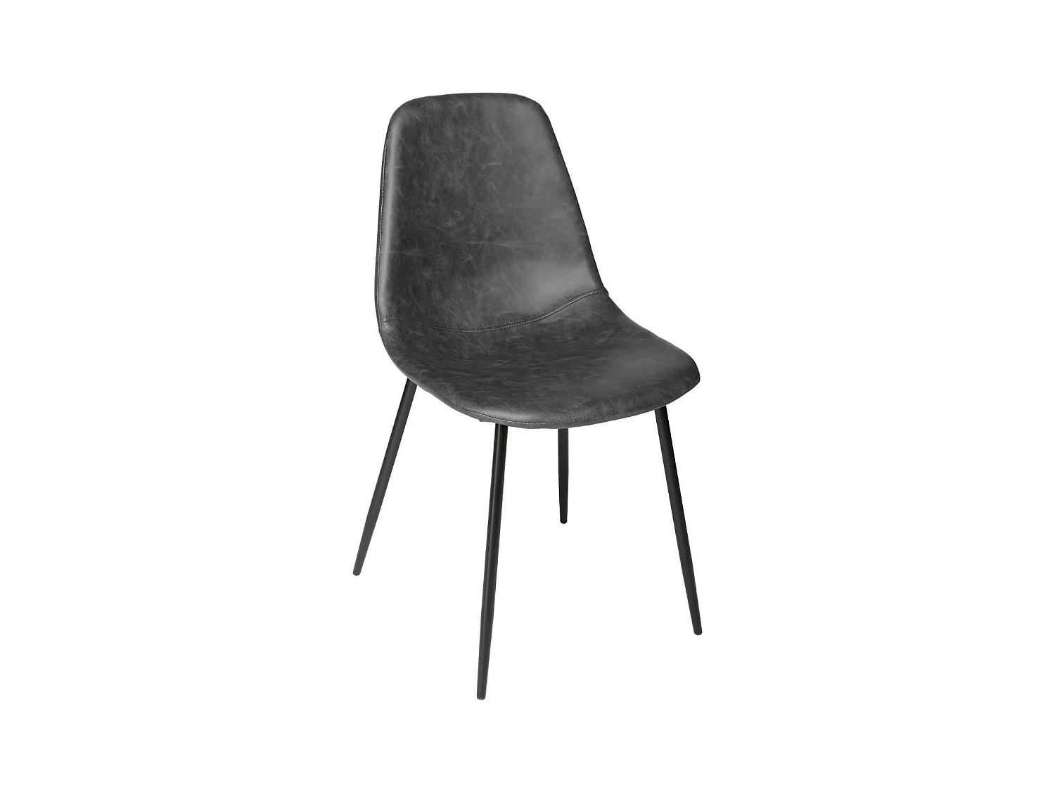 Chaise de table Grise effet vieilli et pieds en métal noir