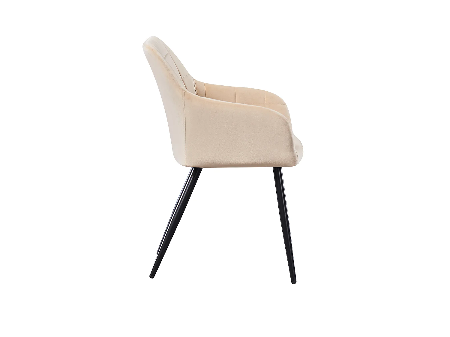 Ensemble de 2 chaises de salle à manger Camden - Tapissées de velours avec pattes en métal - Crème