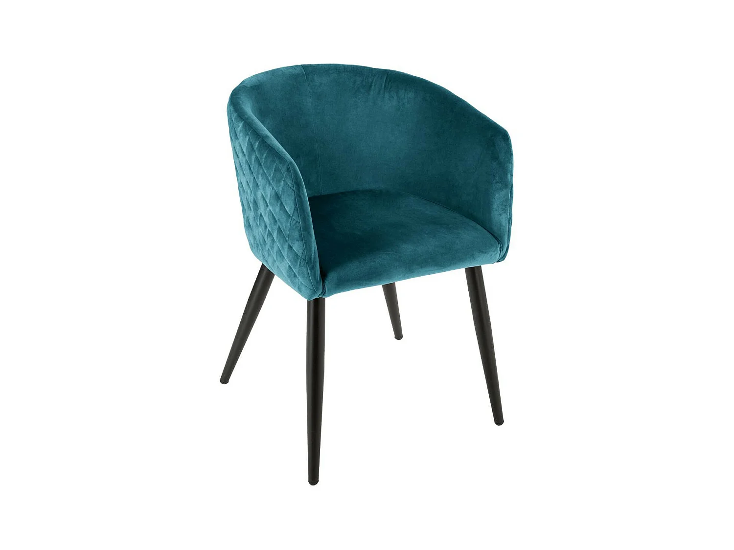 Chaise Fauteuil de table en Velours Bleu et pieds en métal noir