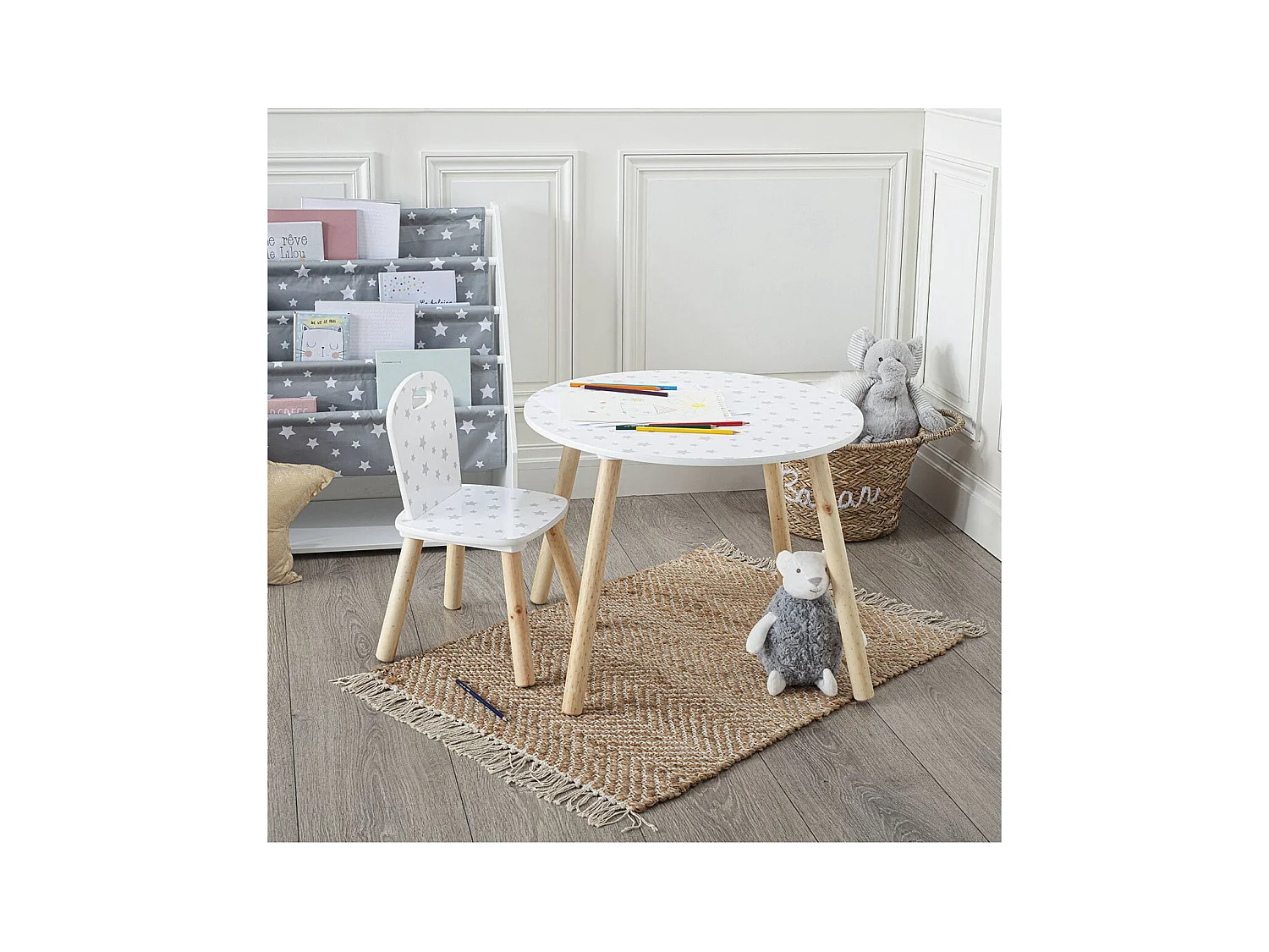 Chaise pour Enfant en Bois Motif étoiles H 50 cm