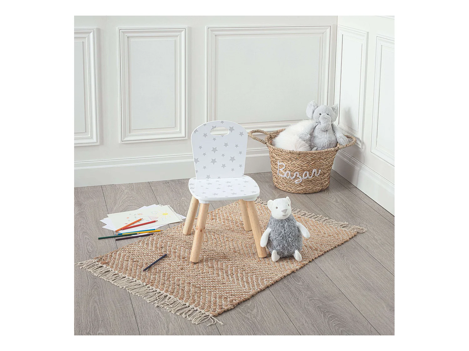 Chaise pour Enfant en Bois Motif étoiles H 50 cm