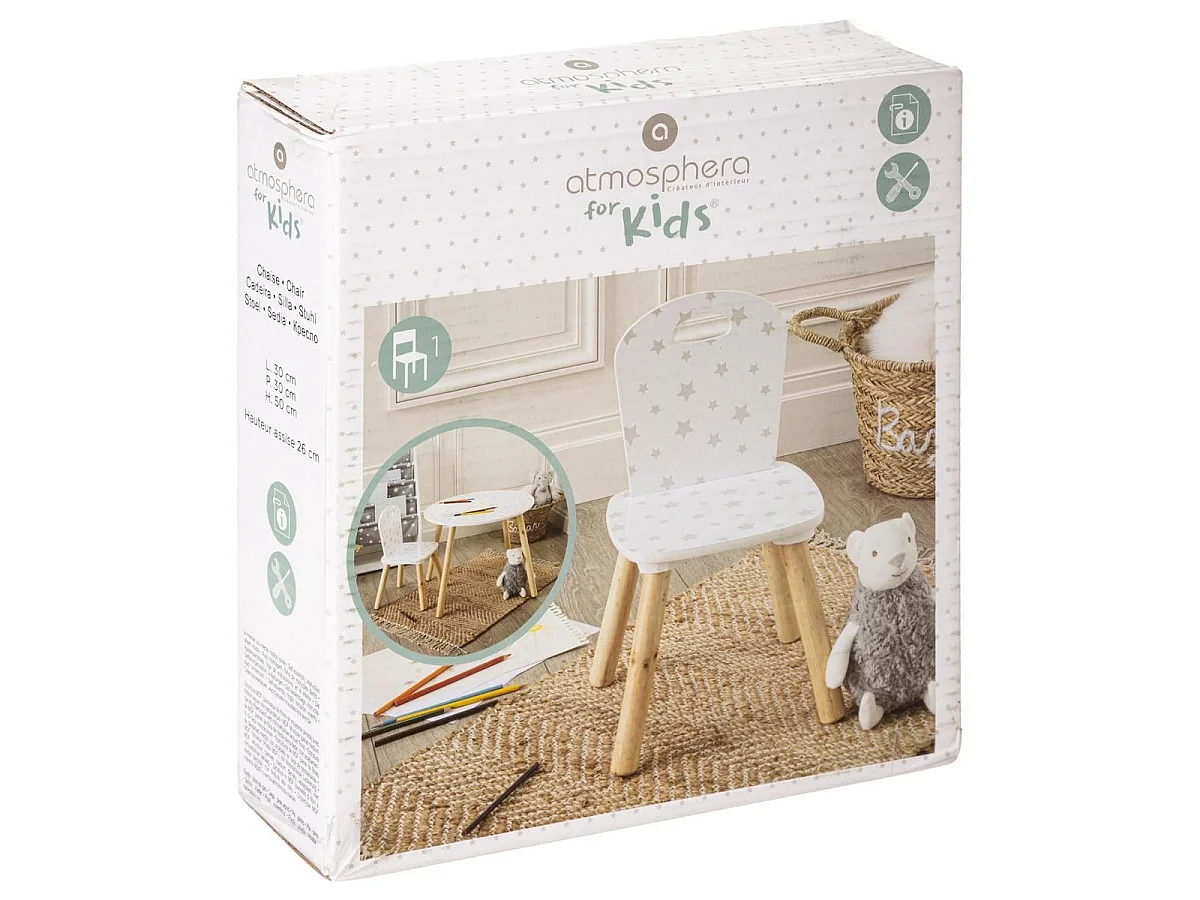 Chaise pour Enfant en Bois Motif étoiles H 50 cm