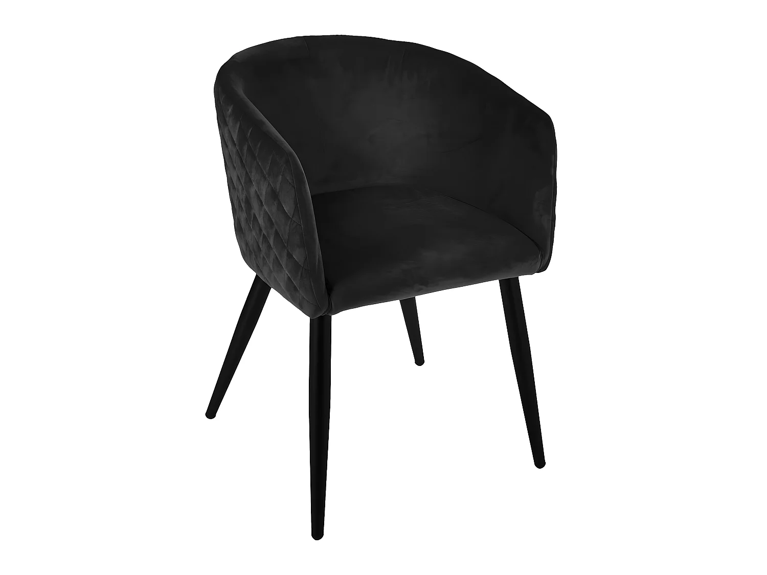 Chaise Fauteuil de table en Velours Noir et pieds en métal noir
