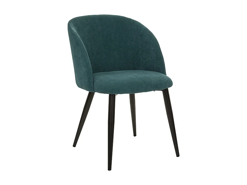 Chaise Fauteuil de table en Velours côtelé Vert jade et pieds en métal Noir