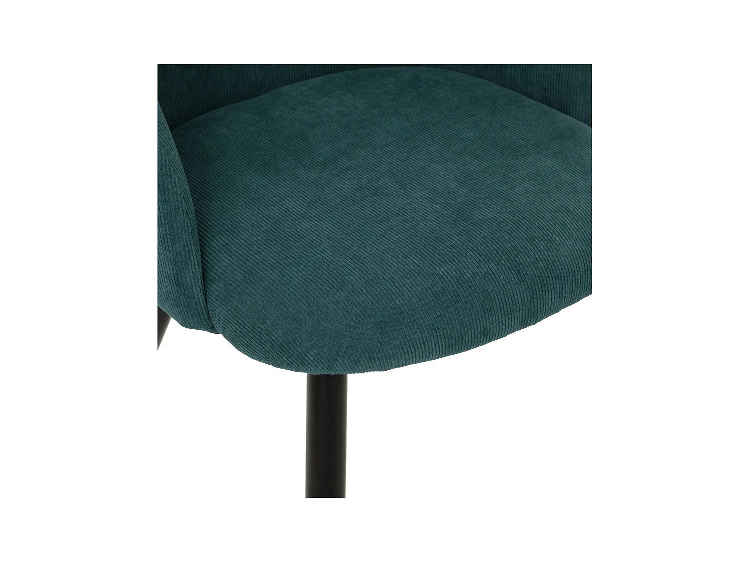 Chaise Fauteuil de table en Velours côtelé Vert jade et pieds en métal Noir