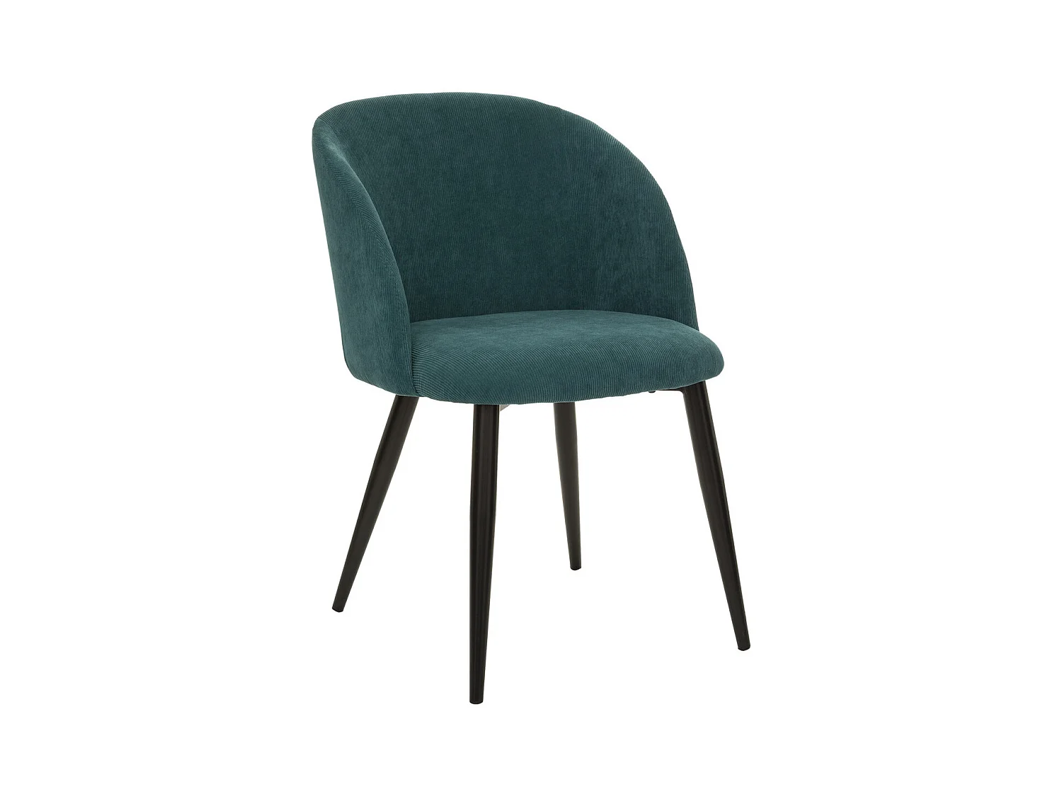 Chaise Fauteuil de table en Velours côtelé Vert jade et pieds en métal Noir