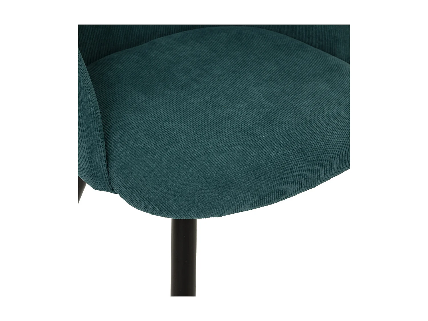Chaise Fauteuil de table en Velours côtelé Vert jade et pieds en métal Noir
