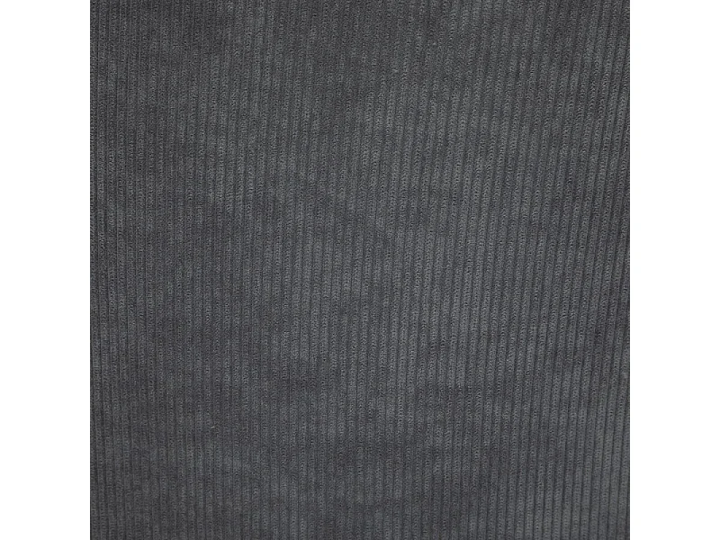 Chaise Fauteuil de table en Velours côtelé Gris galet et pieds en métal Noir