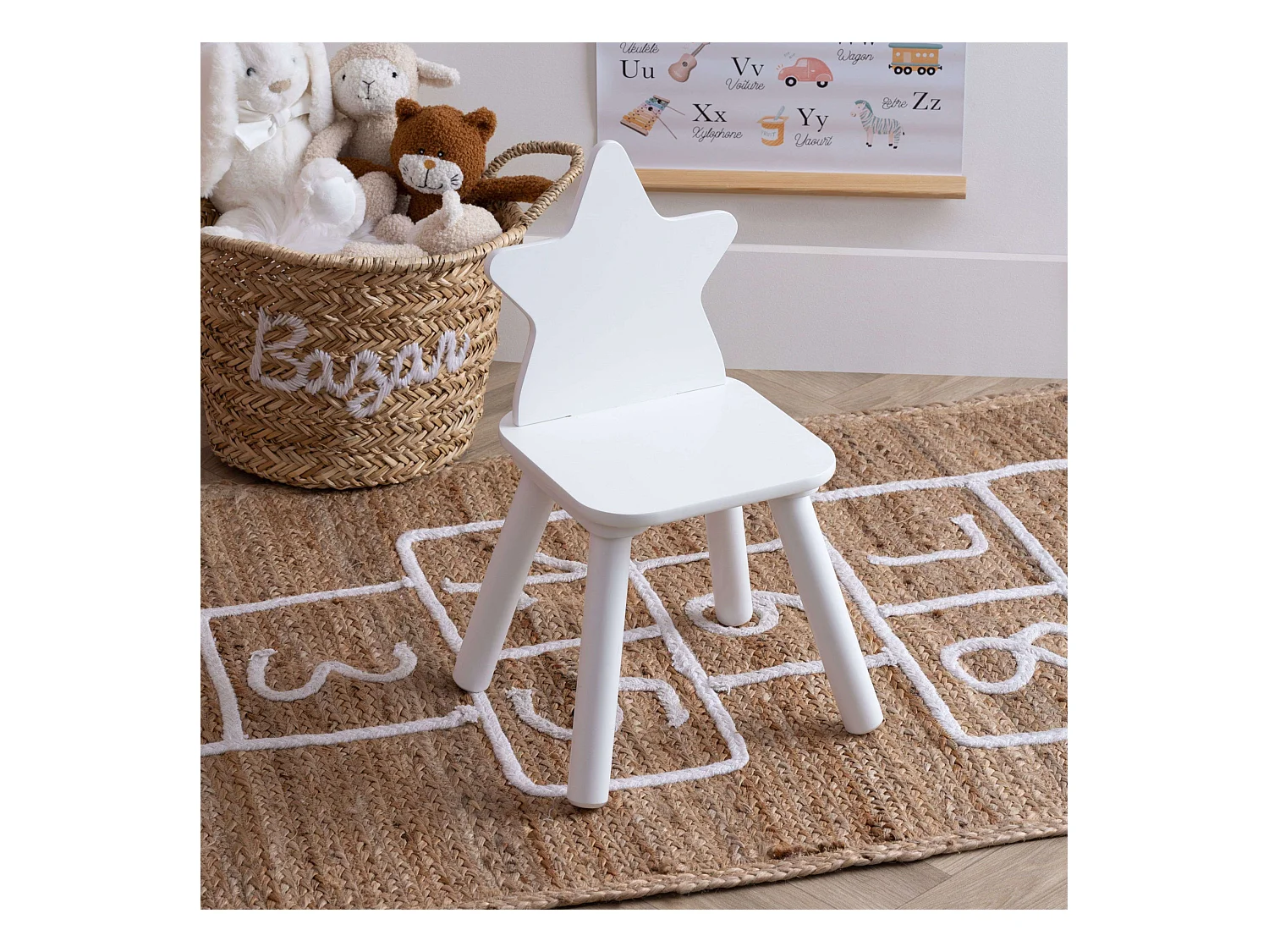Chaise Étoile pour Enfant en bois blanc H 50 cm