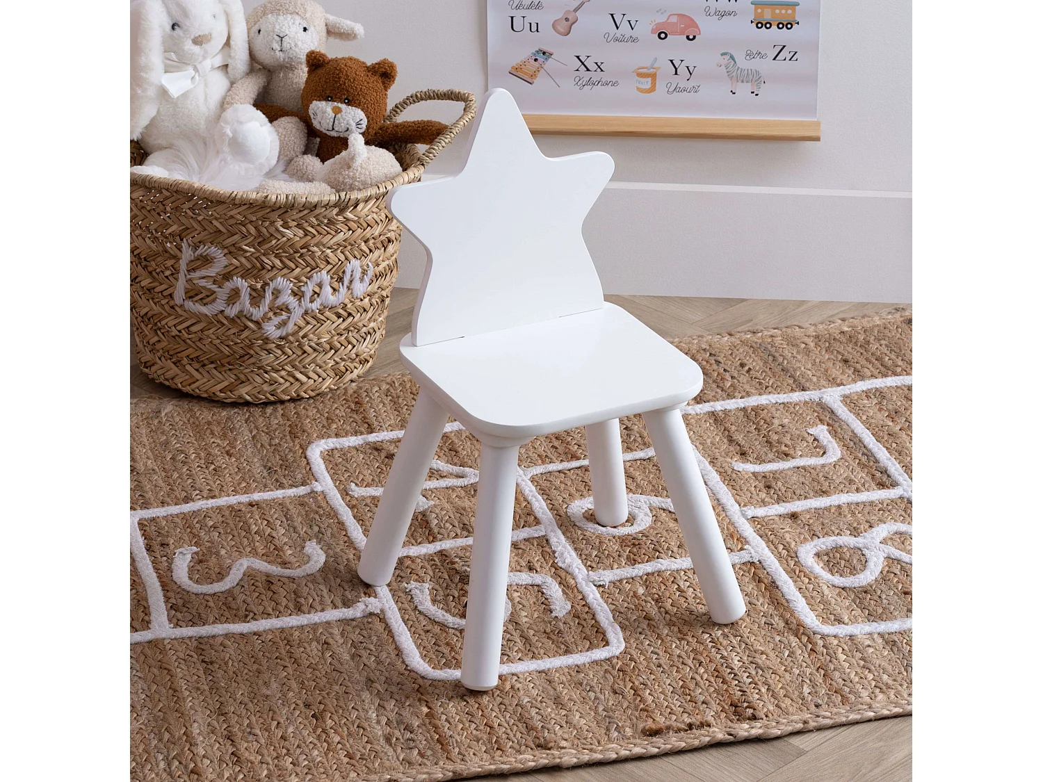 Chaise Étoile pour Enfant en bois blanc H 50 cm