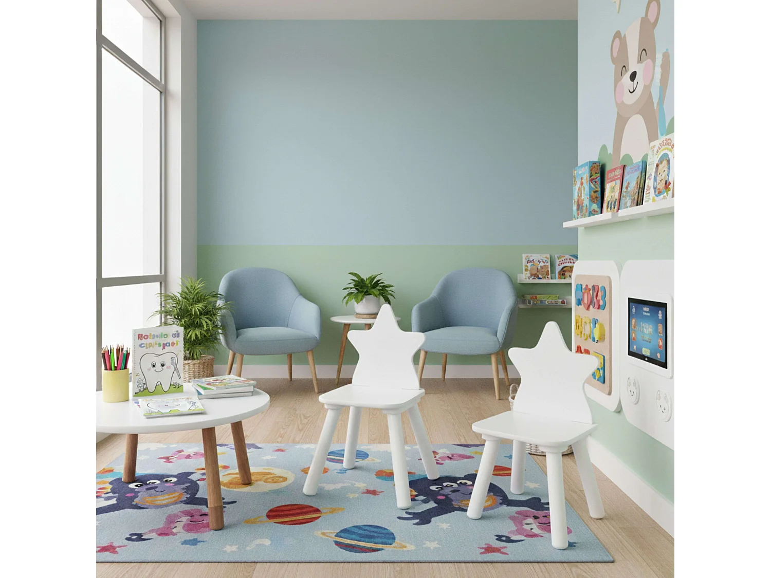 Chaise Étoile pour Enfant en bois blanc H 50 cm