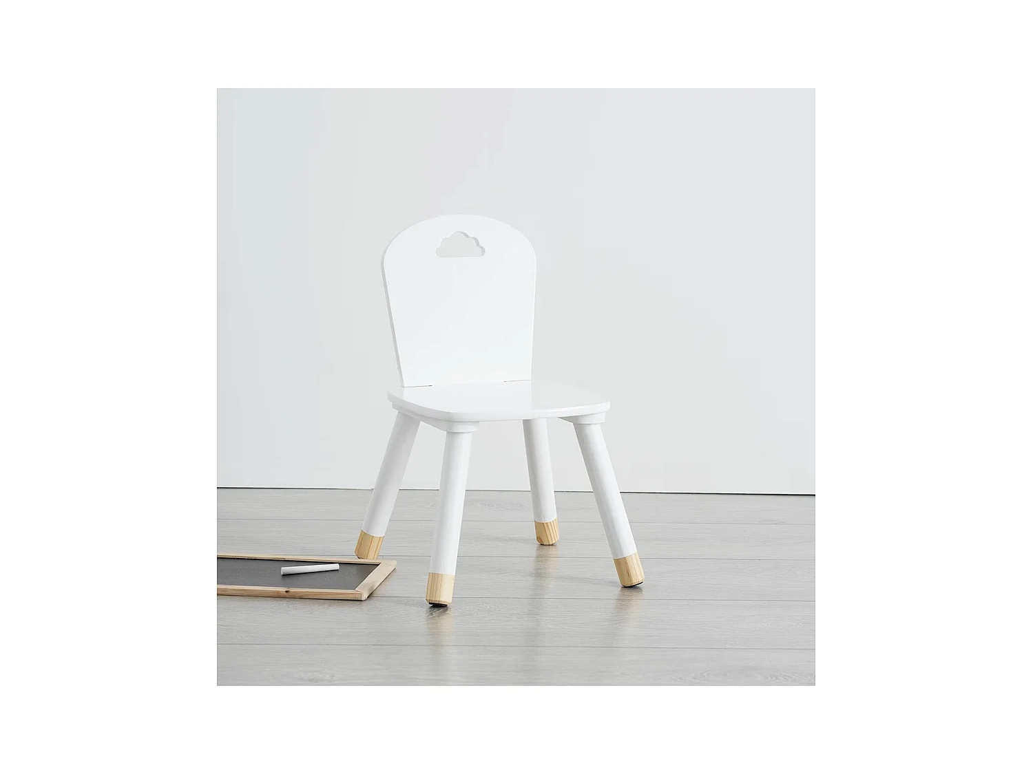 Chaise pour Enfant en Bois Blanc H 50 cm
