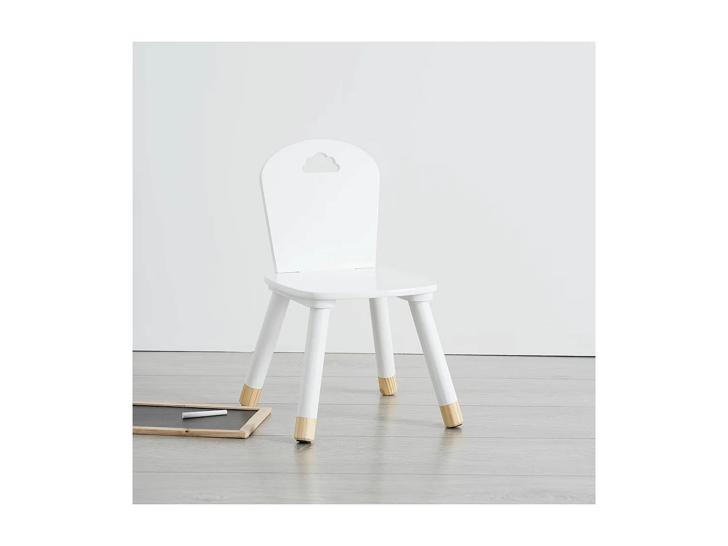 Chaise pour Enfant en Bois Blanc H 50 cm