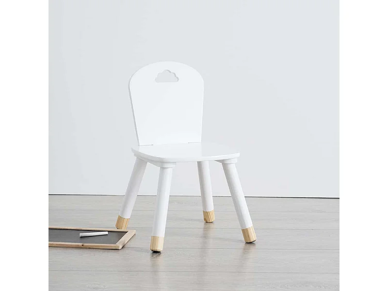 Chaise pour Enfant en Bois Blanc H 50 cm