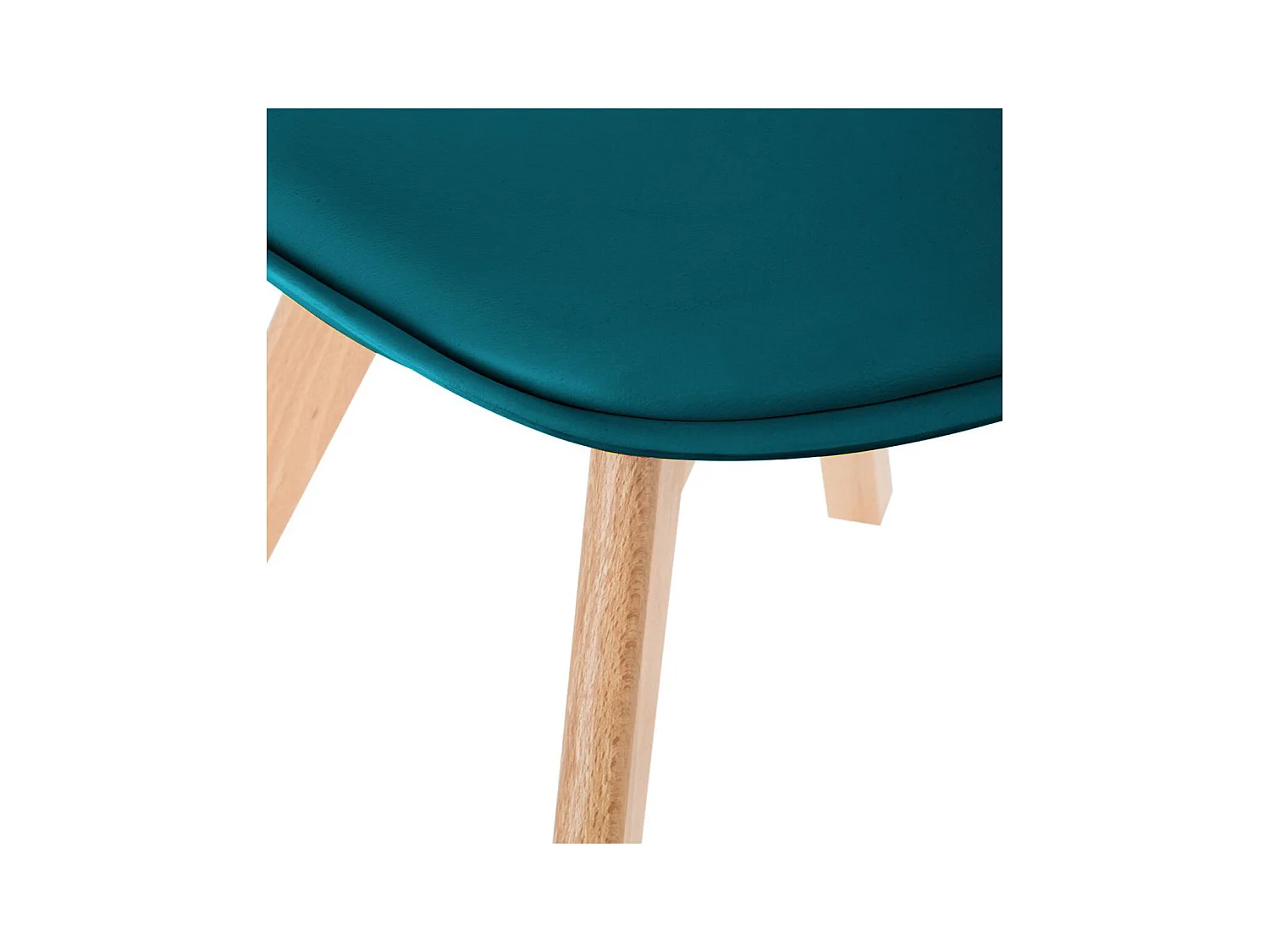 Chaise de table Assise Bleu et Pieds en Bois de Hêtre