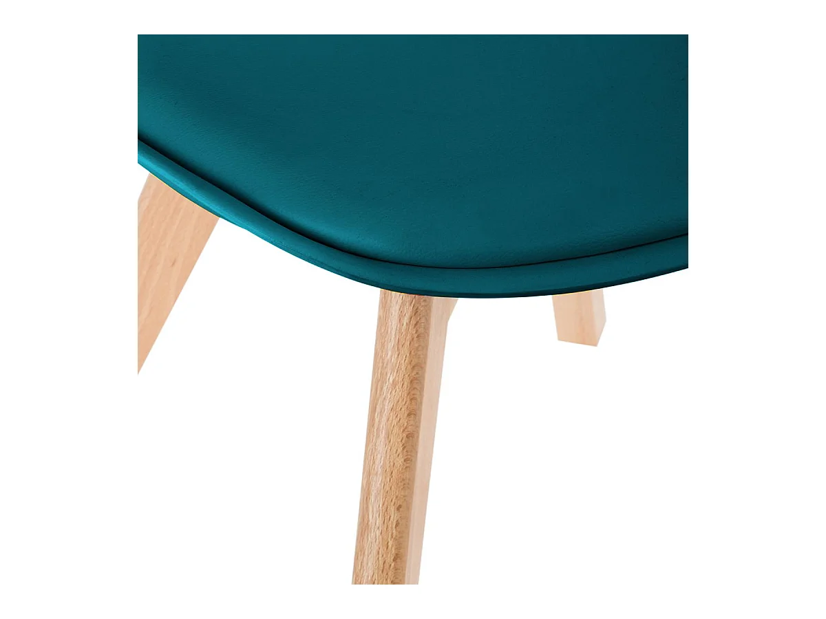 Chaise de table Assise Bleu et Pieds en Bois de Hêtre