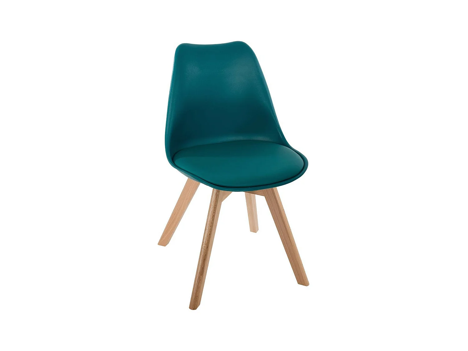 Chaise de table Assise Bleu et Pieds en Bois de Hêtre