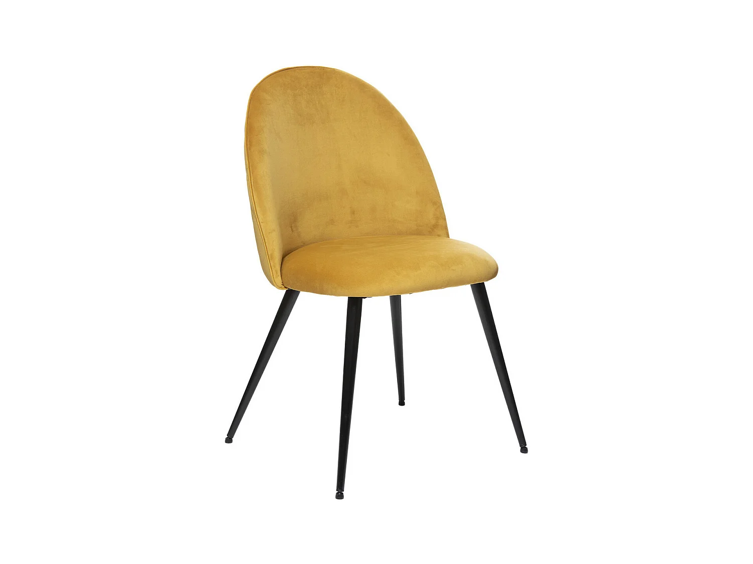 Chaise de table en Velours Jaune ocre et pieds en métal Noir