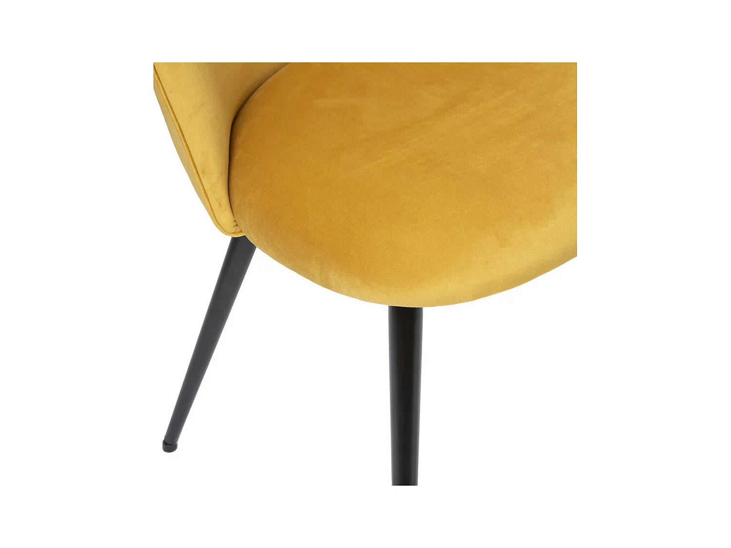 Chaise de table en Velours Jaune ocre et pieds en métal Noir