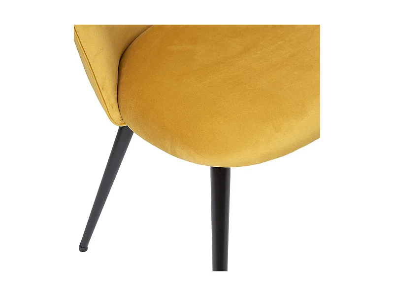 Chaise de table en Velours Jaune ocre et pieds en métal Noir