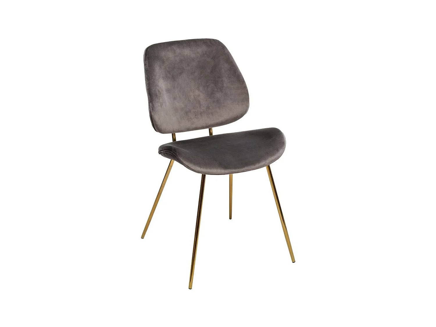 Chaise de table en Velours Gris et Pieds en métal doré