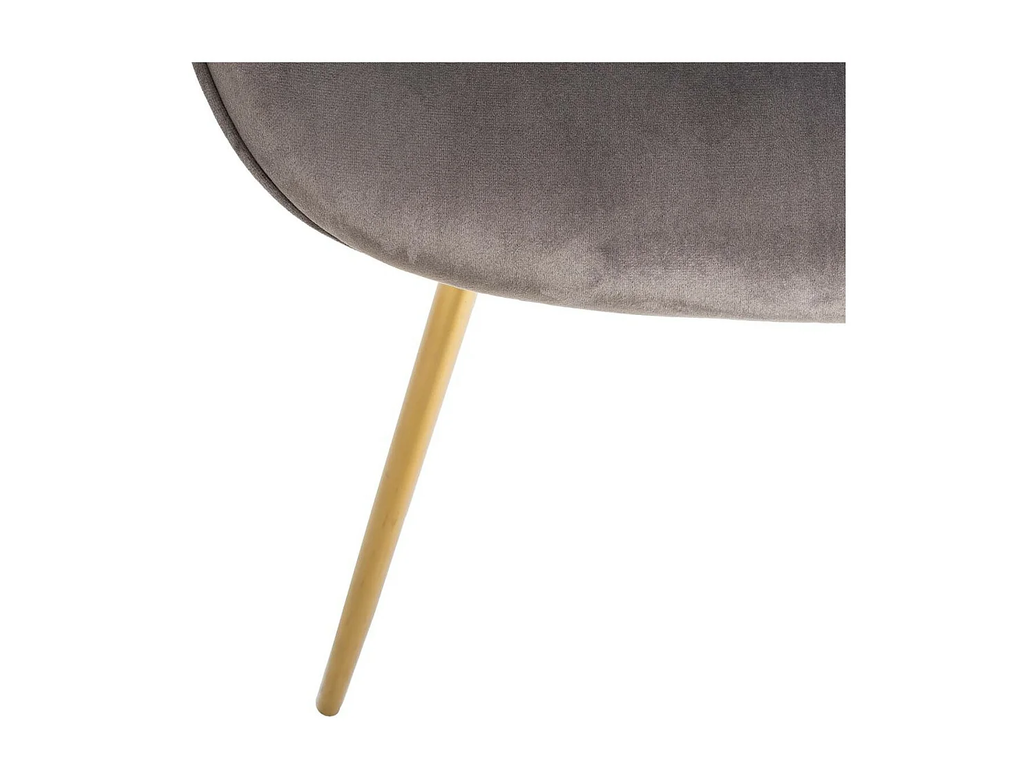 Chaise de table en Velours Gris et Pieds en métal doré