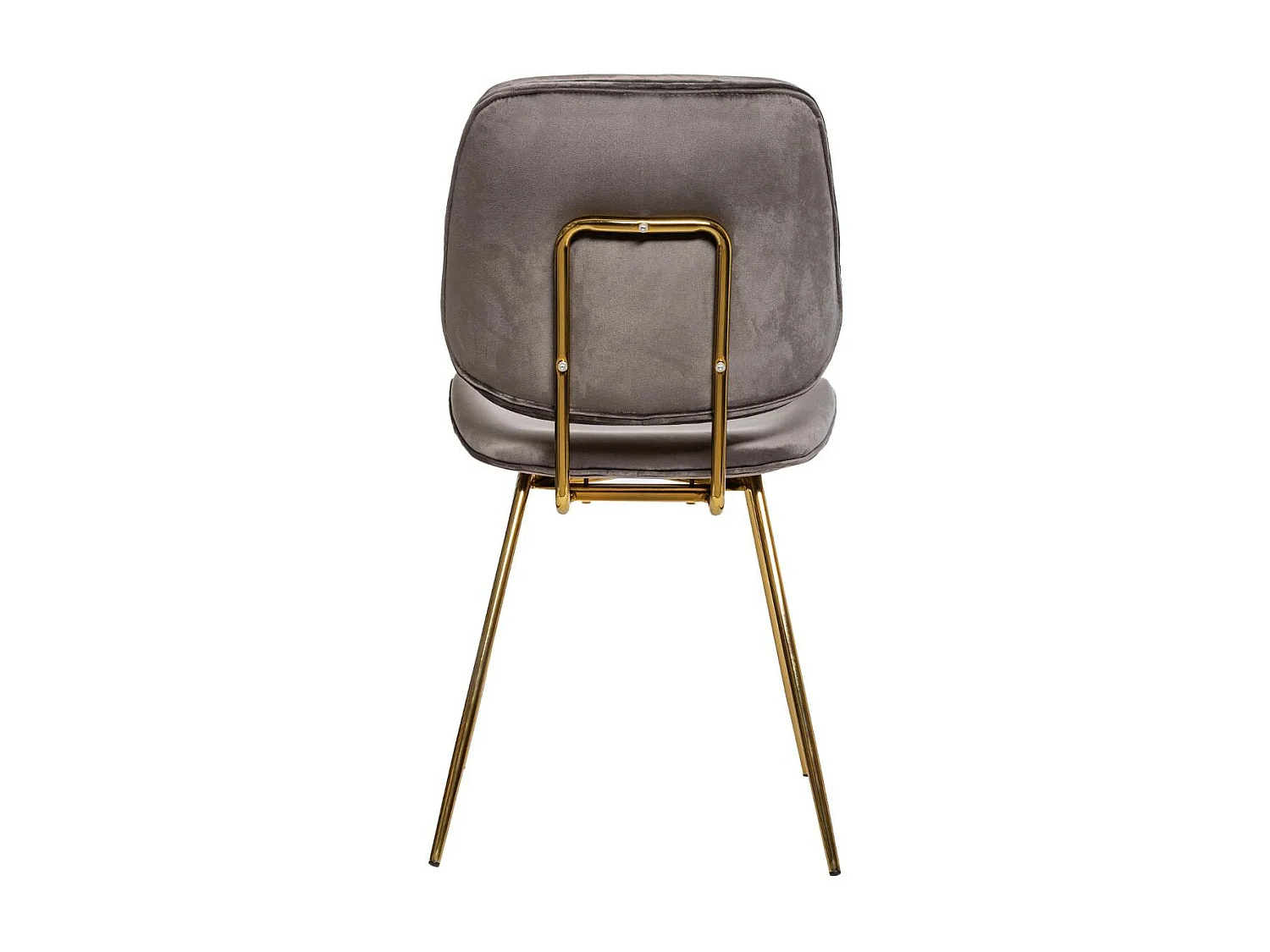 Chaise de table en Velours Gris et Pieds en métal doré