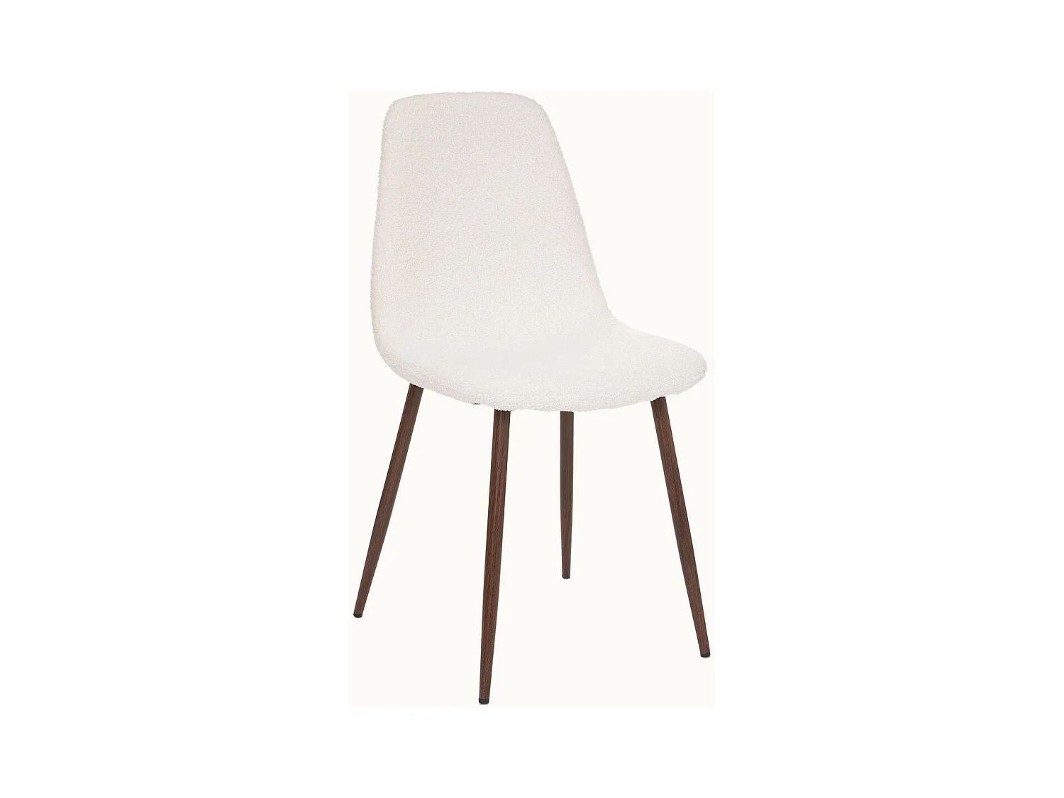 Chaise de table tissu blanc à bouclettes et pieds en métal