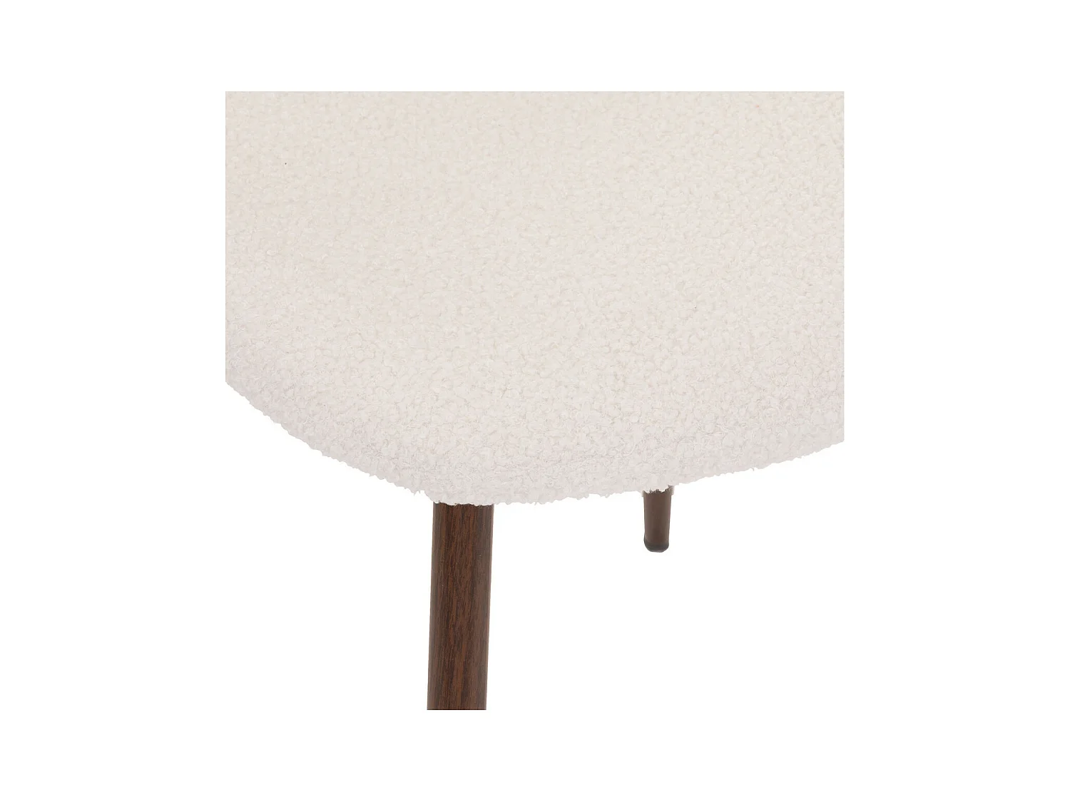 Chaise de table tissu blanc à bouclettes et pieds en métal