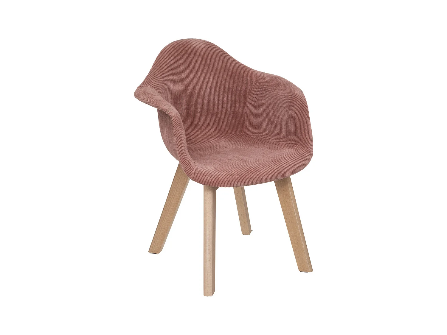 Chaise à accoudoirs pour Enfant en Velours Rose côtelé H 56 cm