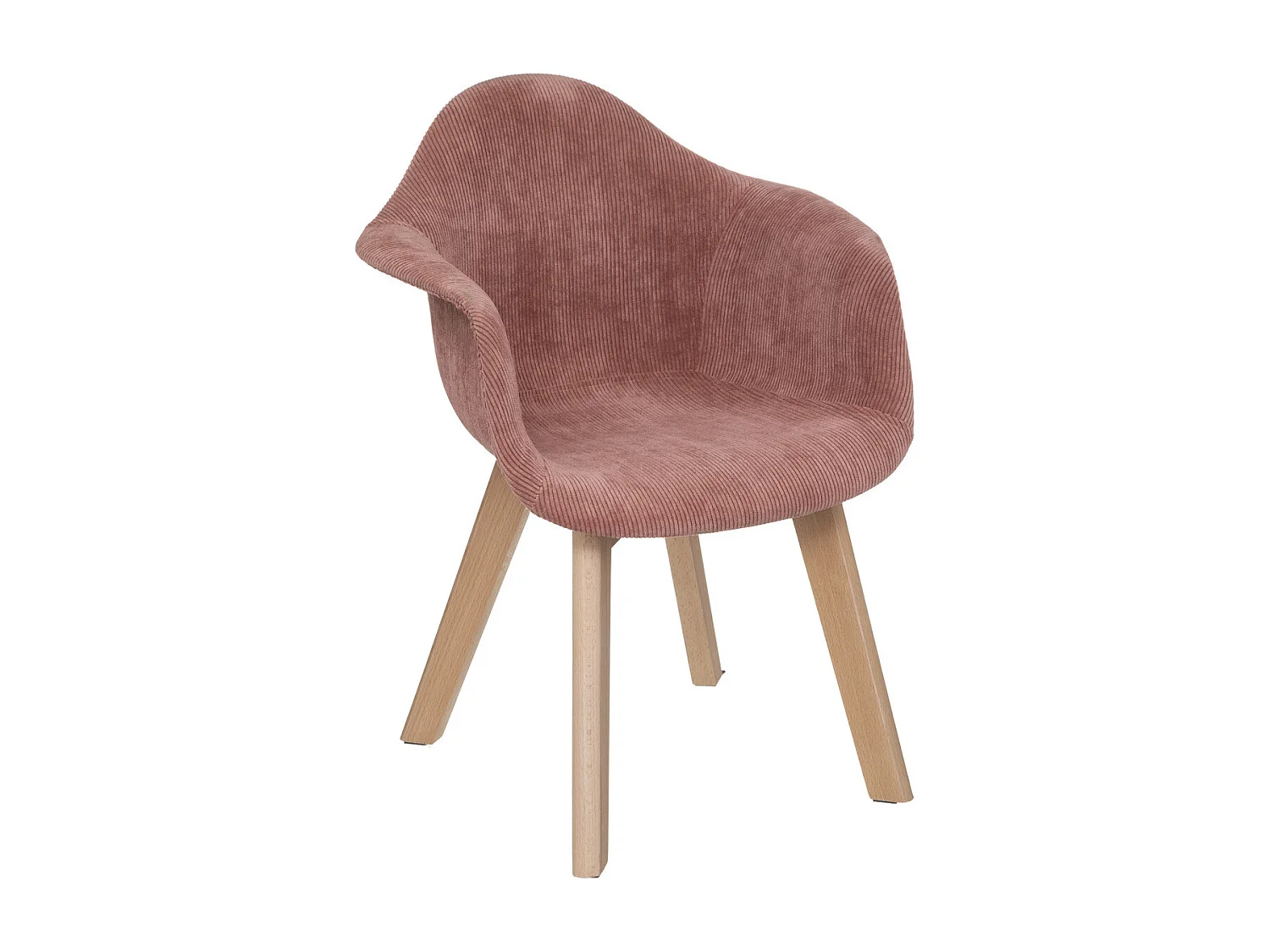 Chaise à accoudoirs pour Enfant en Velours Rose côtelé H 56 cm
