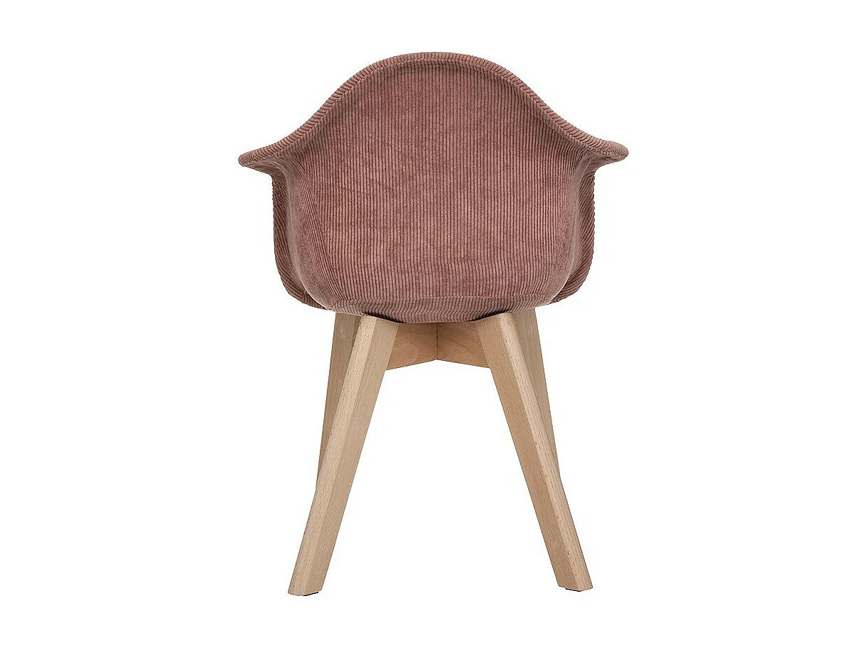 Chaise à accoudoirs pour Enfant en Velours Rose côtelé H 56 cm