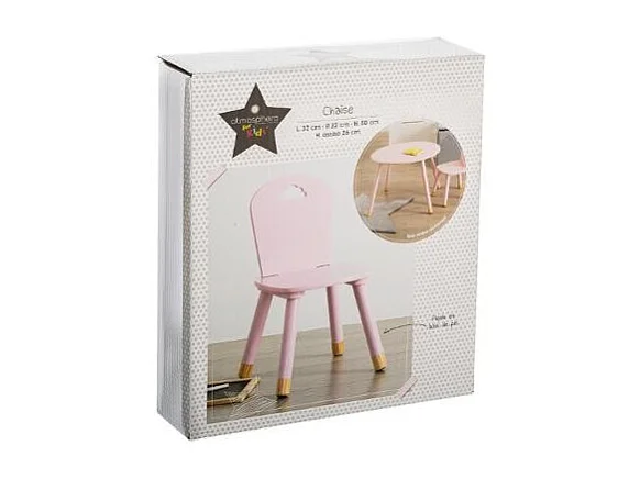 Chaise pour Enfant en Bois Rose H 50 cm