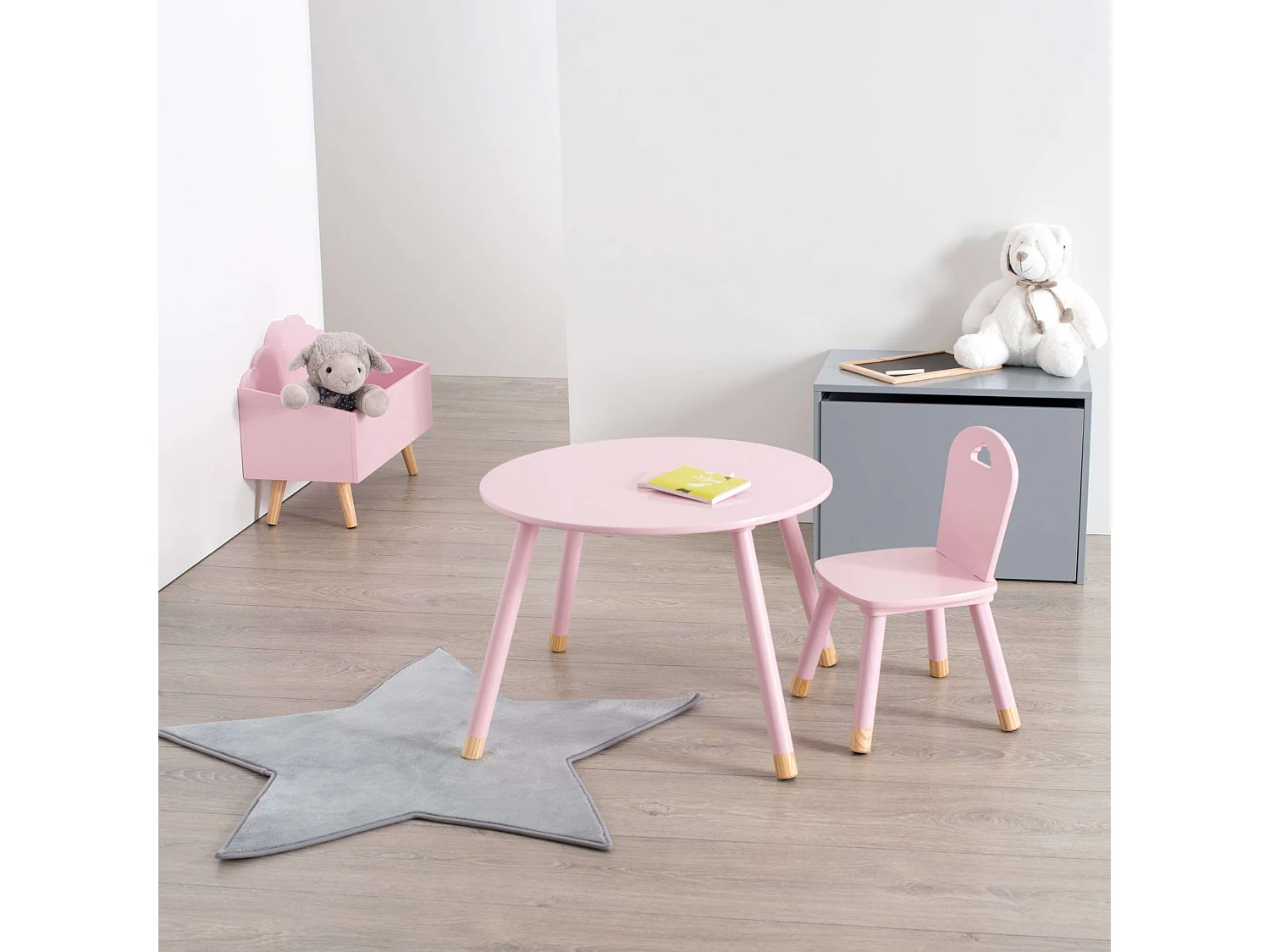 Chaise pour Enfant en Bois Rose H 50 cm