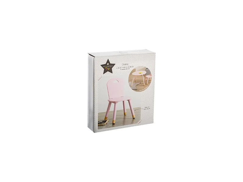 Chaise pour Enfant en Bois Rose H 50 cm