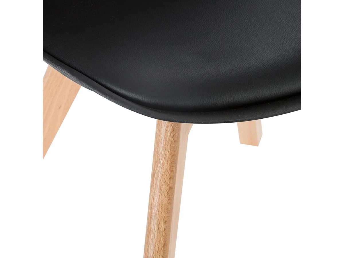 Chaise de table Assise Noir et Pieds en Bois de Hêtre