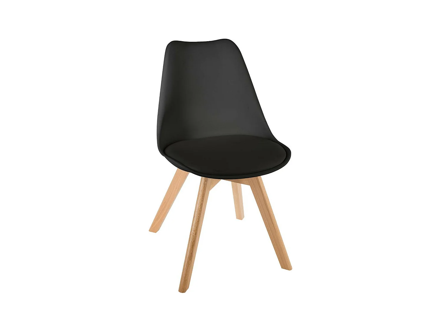 Chaise de table Assise Noir et Pieds en Bois de Hêtre