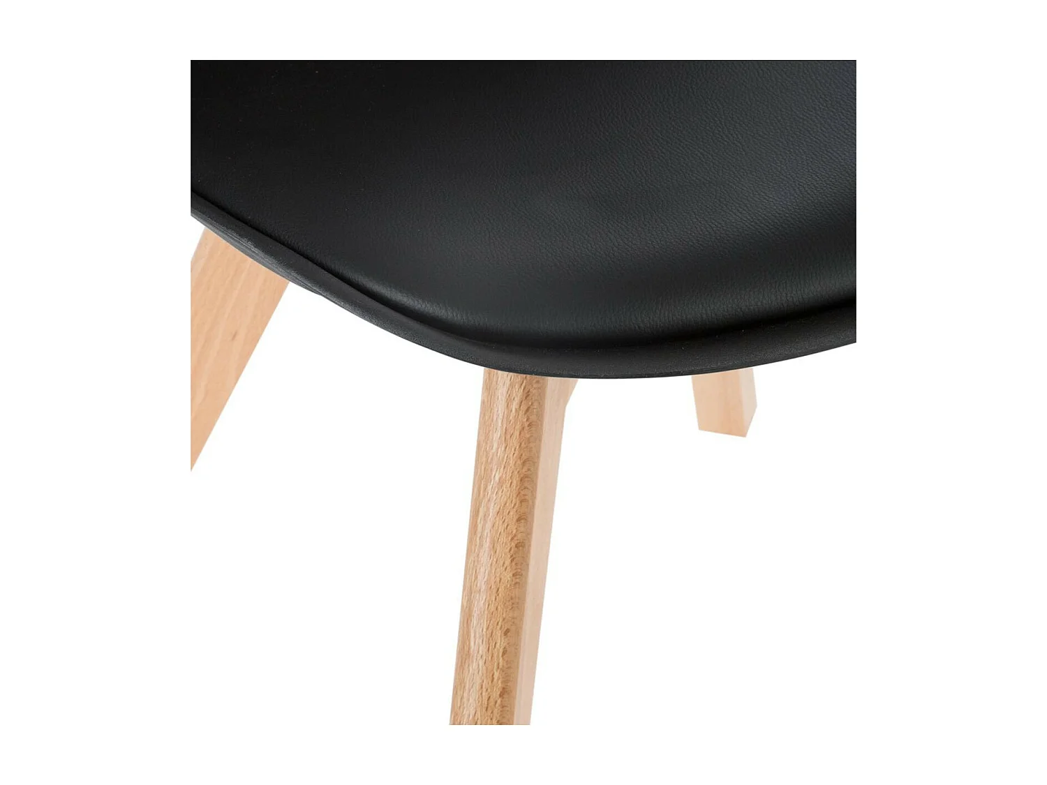 Chaise de table Assise Noir et Pieds en Bois de Hêtre