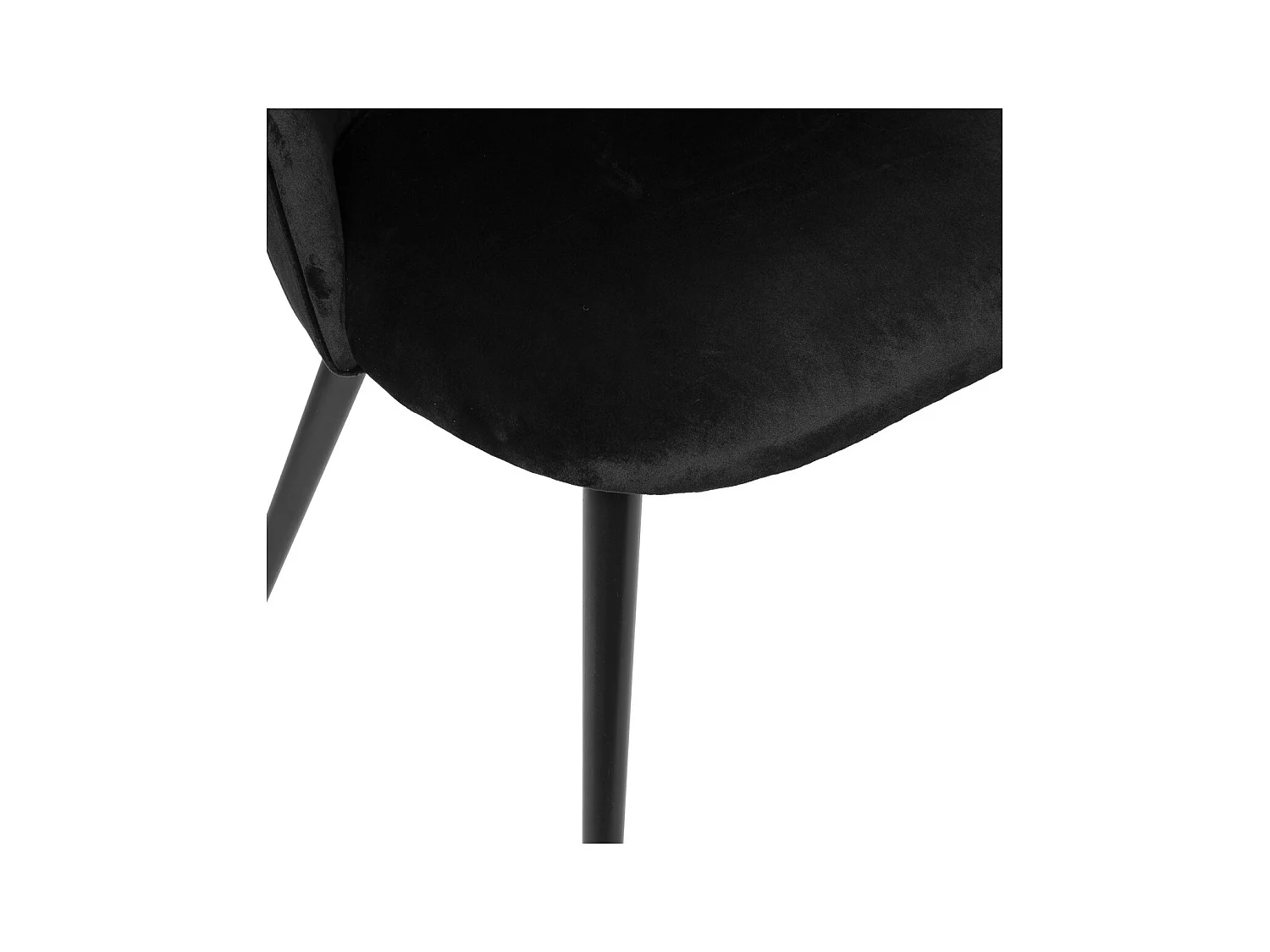 Chaise de table en Velours Noir et pieds en métal Noir