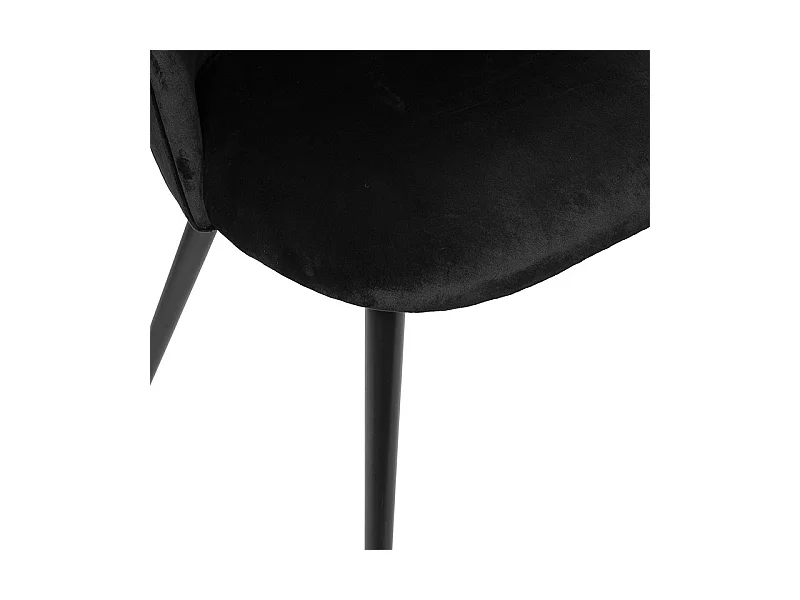 Chaise de table en Velours Noir et pieds en métal Noir
