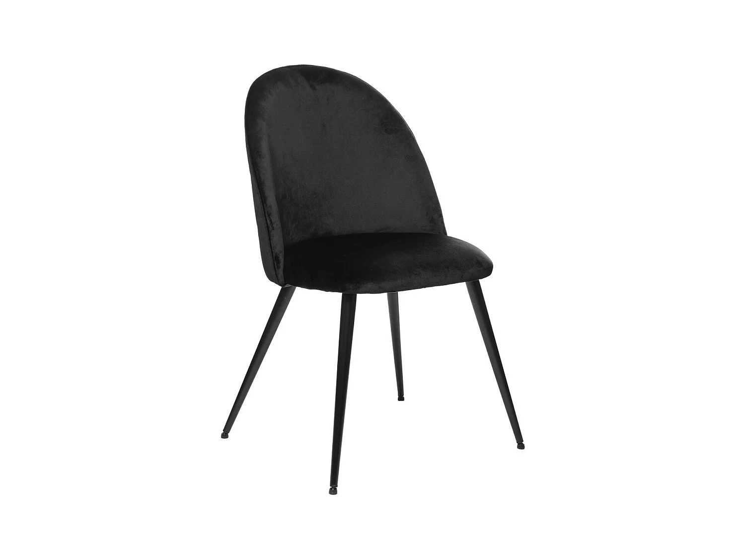 Chaise de table en Velours Noir et pieds en métal Noir